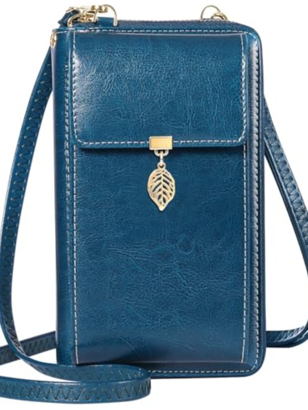 Genuine Cow Leather Crossbody Phone Bag RFID Blocking Wallet Purse